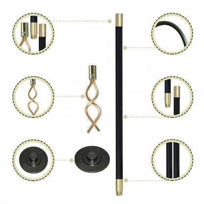 Drain Rods Set, Drainage Rods for Outside Drain Flexible, 12 Pcs / 9.2M Drain Unblocker with Heavy Duty Rubber Plunger & Double Worm Screw, Drainage Rods for Drain Cleaning with Carry Bag