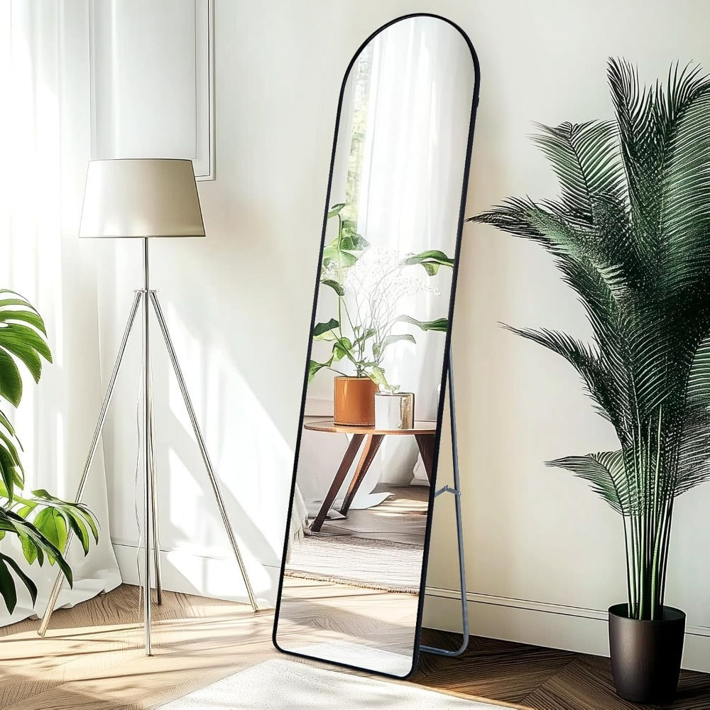 Full-Length Arched Mirror 150x40 cm / 160x50 cm – Large Standing Floor Mirror with Sleek Aluminum Frame – Modern Full Body Mirror for Bedroom or Hallway