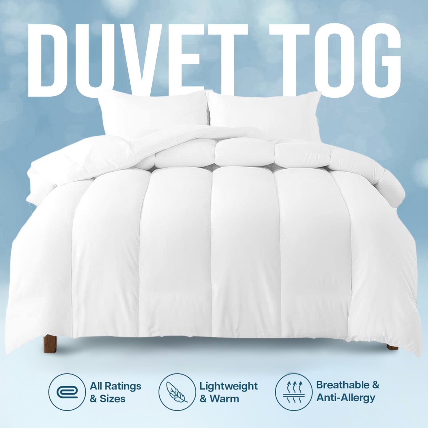 All Seasons Duvet, Breathable & Soft Summer Quilt, Lightweight Comforter Bedding, 2.5 4.5 7.5 10.5 13.5 15 Tog, All Sizes Available