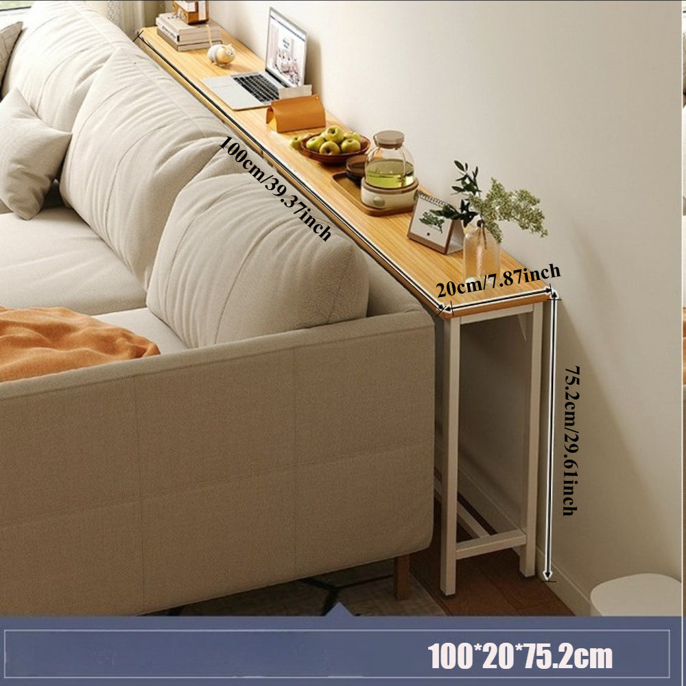 Space Efficient Side Table Single Double Tier Wall Mounted MDF Shelf with Metal Frame Multi Functional Narrow Table with Storage Hallway Bedroom Table 80x20cm Wood Black White Frame