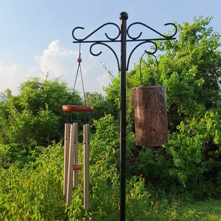 92-Inch Heavy-Duty Iron Shepherds Hooks for Outdoor - Double Bird Feeder Poles with 5-Prong Sturdy Base, Adjustable Plant Hanger Hooks for Garden, Wedding Decor, Bird Feeders & Lanterns - Easy Installation, Traditional Design, Bird Feeder Hanging Poles, G