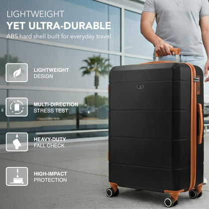 28 Inch Large Suitcase Lightweight ABS Hard Shell with TSA Lock & 4 Spinner Wheels - 75x49x29cm Check-In Luggage, Water-Resistant, UK Stock