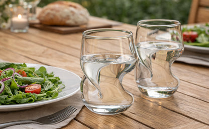 6pcs Wave Shape Drinking Glasses, 400ml Curved Creative Glassware for Cocktails, Juice, Soda, Beer, Whisky & Tea