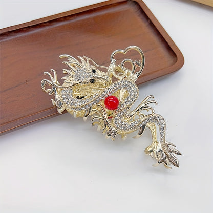 1pc Fashionable Light Luxury Metal Rhinestone-Encrusted Dragon-Shaped Hair Claw Clip for Women, Versatile and Elegant Shark Clip for Everyday Updos on the Back of the Head, Hair Accessory, Mother's Day, Valentine's Day, New Year Holiday Gift