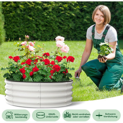 Galvanized Raised Garden Bed, Round Metal Planter Box with Open-Bottom Design, Heavy-Duty Steel Outdoor Flower Bed for Vegetables, Herbs, and Succulents, Easy Installation