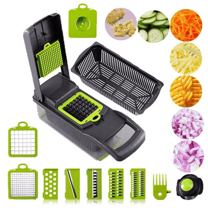 15-in-1 Multifunctional Vegetable and Onion Chopper, Multifunctional Food Grade Cutting Machine with Drain Basket, Carrot and Garlic Chopper with Container - Ideal for Home and Restaurant Use, Kitchen Essentials|Modern Kitchen Tool|Durable Plastic Constru