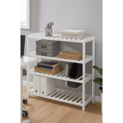 Neo 4-Tier Bamboo Shoe Rack Wooden Shoe Storage Organiser Shelf for Hallway, Entrance Living Room 67 x 70 x 25cm