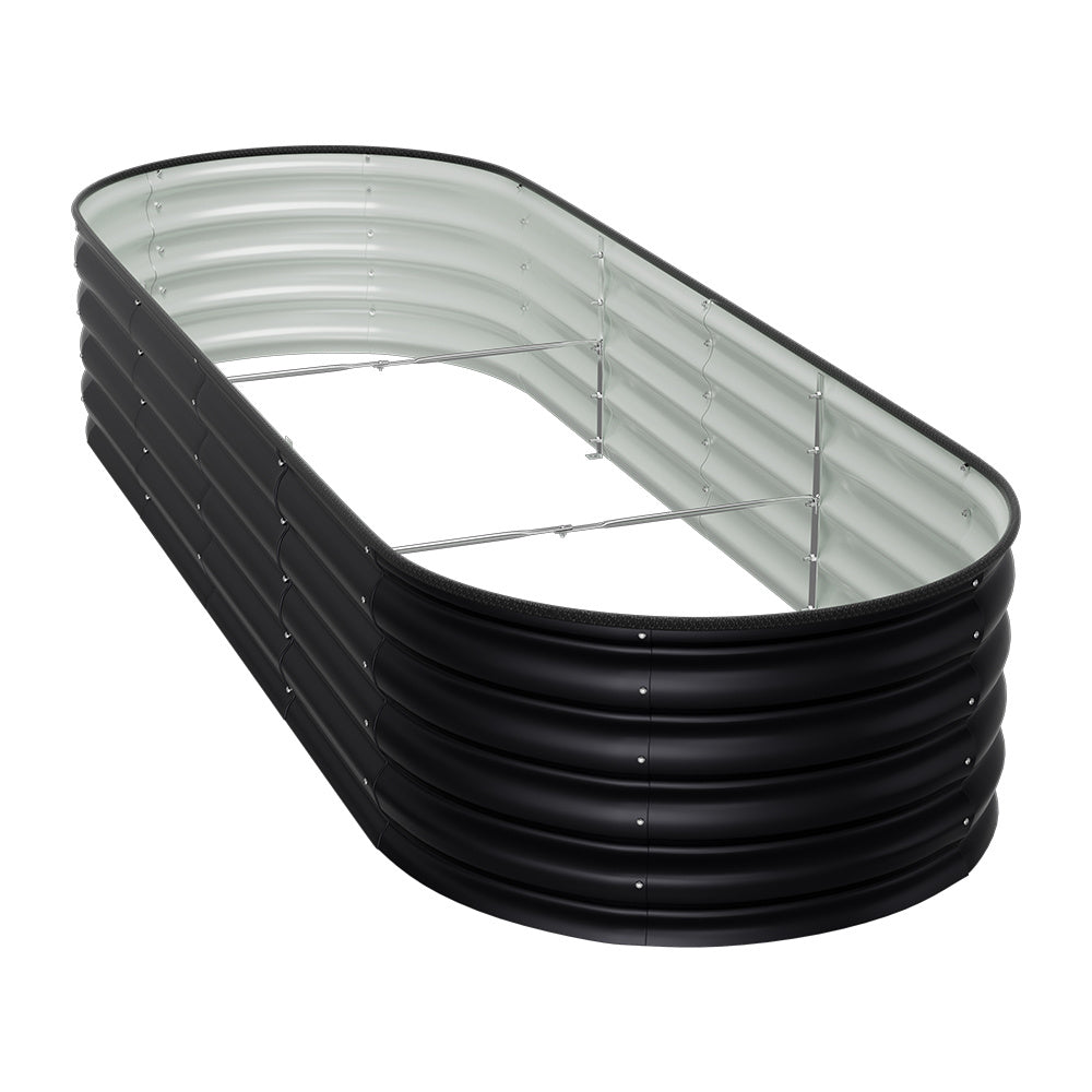 Extra Large Raised Beds for Garden, Oval Planter Box with Plant Climbing Frame, Outdoor Raised Planters for Vegetables, Flowers & Herbs, Bottomless Metal Garden Bed
