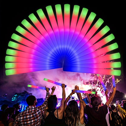 42pcs LED Foam Light Up Sticks Bulk - 3-Color Flashlight Party Favors for Weddings, Sports Events, Concerts, Camping & Glow Party Celebrations