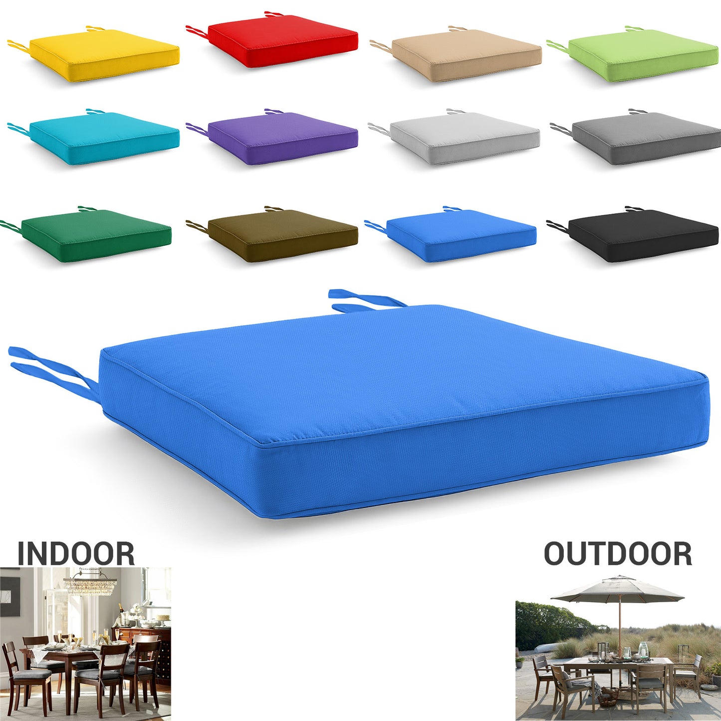 Chair Cushions with Ties for Indoor & Outdoor Use – Comfortable Seat Pads for Dining Chairs, Garden, Patio, Balcony & Café Furniture – Durable Polyester Fabric, Soft Support & Easy Care Design