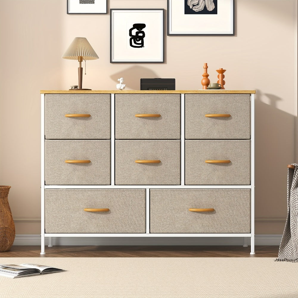 10-Drawer Dresser with Metal Frame & Fabric Drawers – MDF Top, Adjustable Legs & Anti-Tip Safety for Bedroom, Closet, Living Room & Office