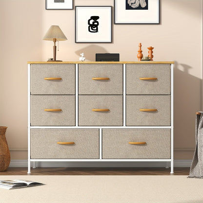 10-Drawer Dresser with Metal Frame & Fabric Drawers – MDF Top, Adjustable Legs & Anti-Tip Safety for Bedroom, Closet, Living Room & Office