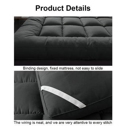 Luxury Cooling Mattress Topper 4-Inches/ 10cm Deep I Fitted Bed Mattresses Beds with Soft Fiber I Single Double King Super King Small Double Bedding Size (1100GSM Microfibre Filling)