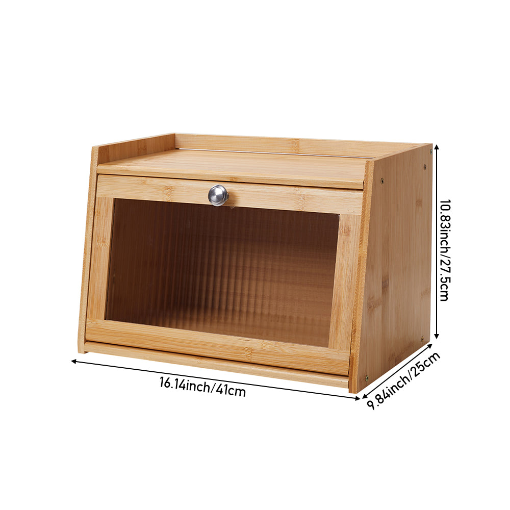 1pc 2-Tier/3-Tier Kitchen Spice Rack, Countertop Storage Shelf, Multi-Functional Organizer with Transparent Door, High Quality Bamboo Material, Natural/Brown