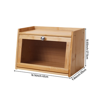1pc 2-Tier/3-Tier Kitchen Spice Rack, Countertop Storage Shelf, Multi-Functional Organizer with Transparent Door, High Quality Bamboo Material, Natural/Brown