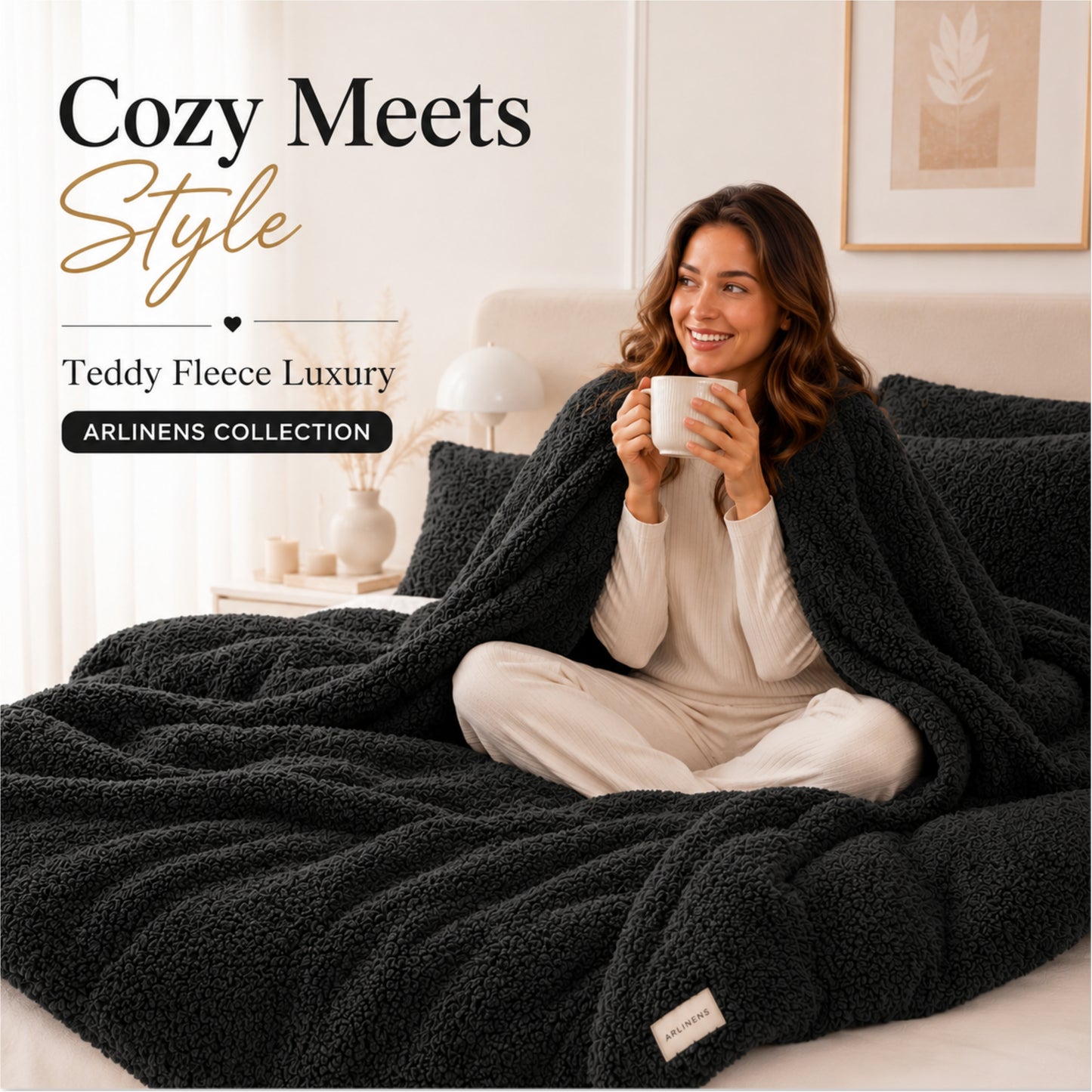 Duvet Cover Teddy Bear Fleece with Pillowcases in Single Double King Super King