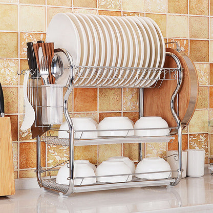 1pc 3 Tier Dish Rack with Cutlery Cup Plates Holder and Sink Draining Rack Tray - 3 Layer Drain Rack, Cutting Board Holder, and Household Tableware Storage Rack - Kitchen Accessories