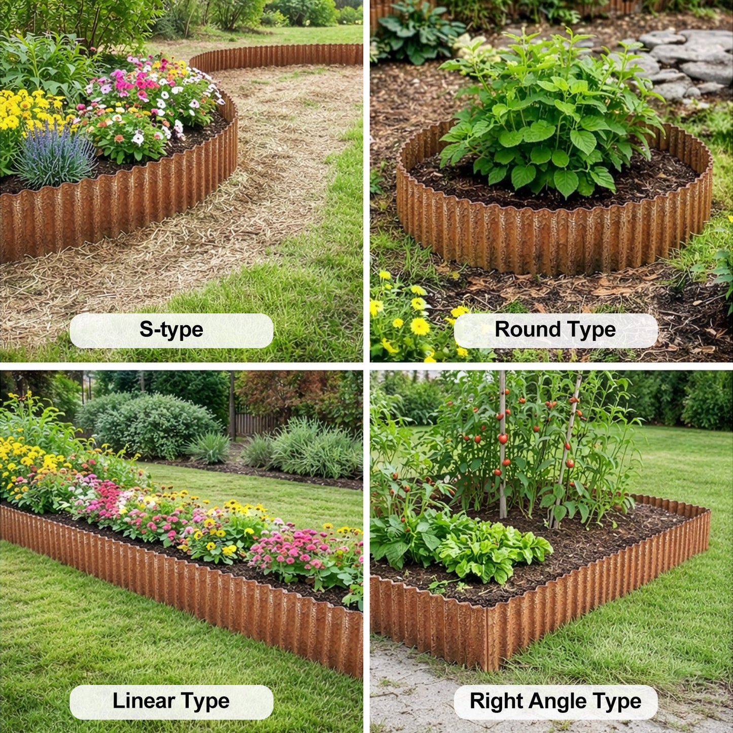 Heavy-Duty Weatherproof Steel Garden Trim Edging - Rustic Landscape Border with Safe Rounded Edges, Easy to Cut & Install - Pre-Rusted Corrugated Metal Fence for Flower Beds, Pathways, Patios - Available in Heights - Outdoor Yard Decoration, Pathway Divid