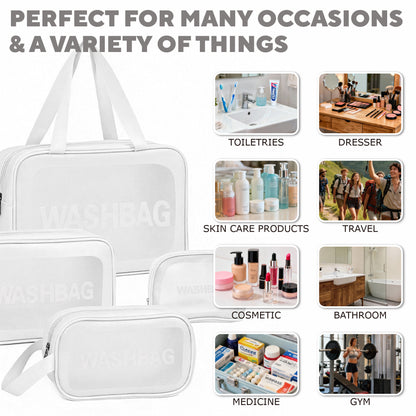 4pcs Clear Travel Toiletries Bag for Women, Travel Toiletry Bags Clear Wash Bag for Toiletries, PVC Waterproof Makeup Bag for Women and Girls
