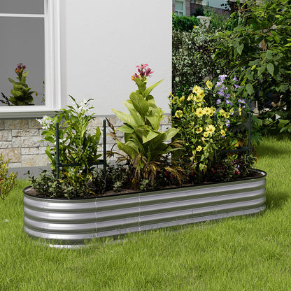 Extra Large Raised Beds for Garden, Oval Planter Box with Plant Climbing Frame, Outdoor Raised Planters for Vegetables, Flowers & Herbs, Bottomless Metal Garden Bed