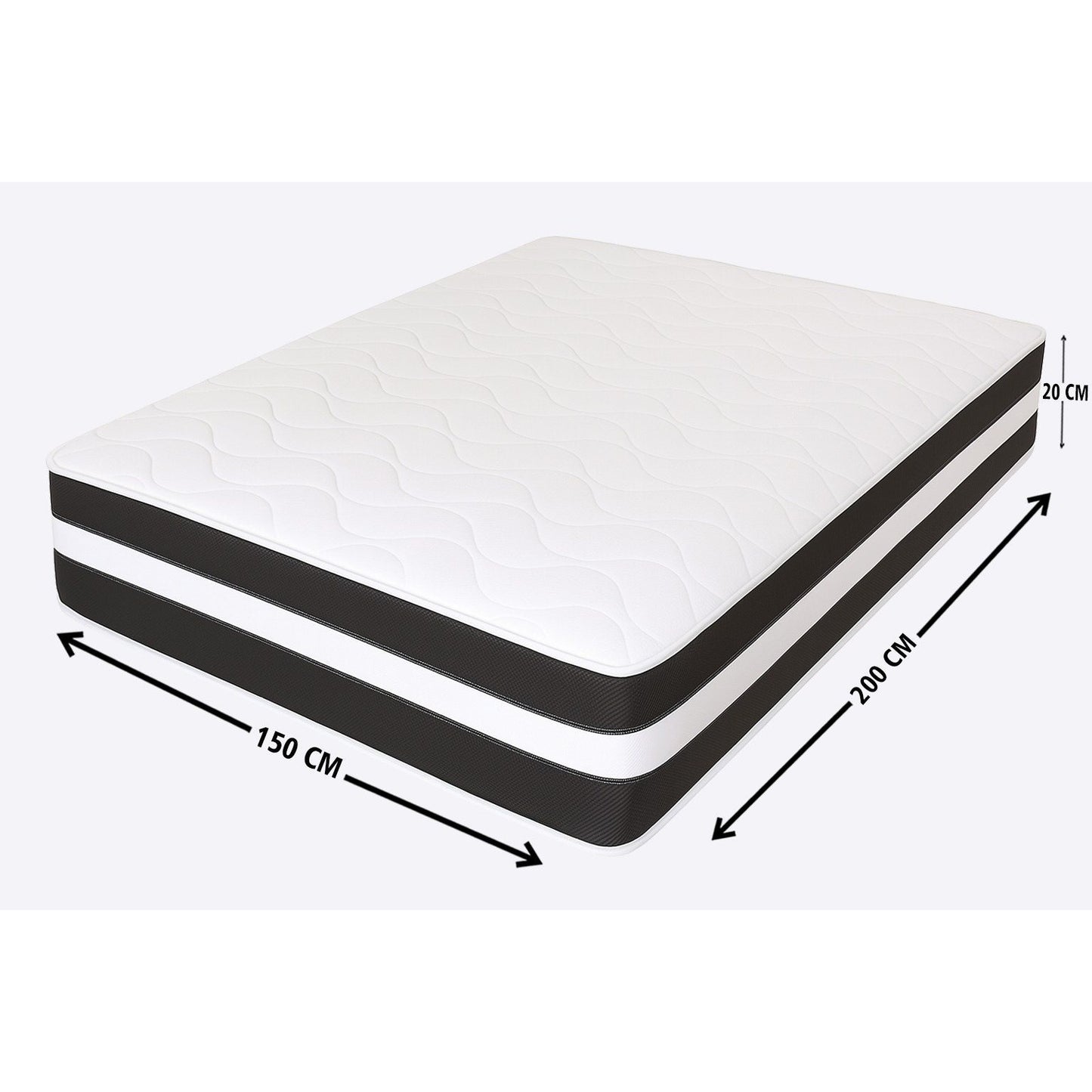 eXtreme comfort 3D Airlfow 8" Deep Micro Quilted Black and White Hybrid Mattress