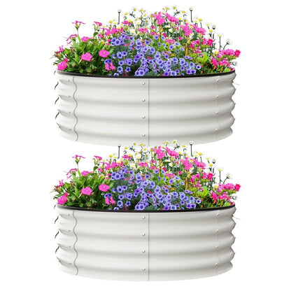 Galvanized Raised Garden Bed, Round Metal Planter Box with Open-Bottom Design, Heavy-Duty Steel Outdoor Flower Bed for Vegetables, Herbs, and Succulents, Easy Installation