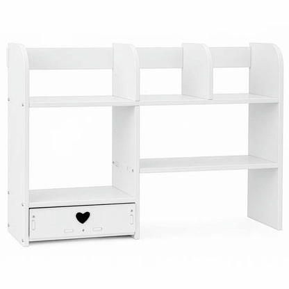 Multi-Layer Elevated Desktop Shelf, Rectangular Fiberboard Storage Organizer, Painted Finish, Cosmetic and Accessory Holder for Dressing Table and Desk
