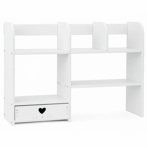 Multi-Layer Elevated Desktop Shelf, Rectangular Fiberboard Storage Organizer, Painted Finish, Cosmetic and Accessory Holder for Dressing Table and Desk