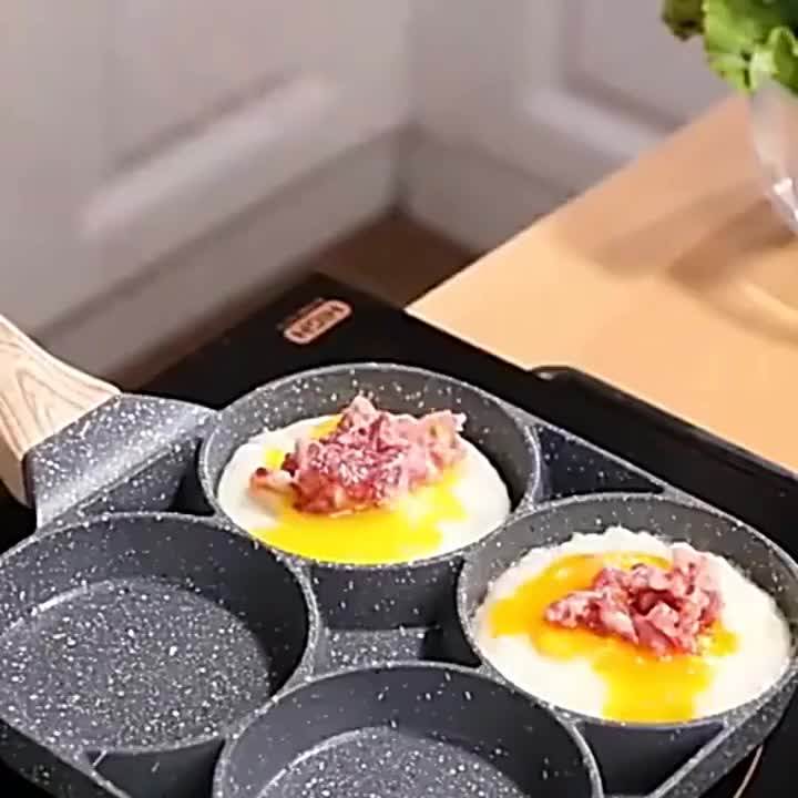 4-in-1 Cast Iron Egg Cooker, Non-Stick Single Handle Frying Pan, Dishwasher Safe, Compatible with Electric Coil Stoves, Versatile Kitchen Gadget for Pancakes, Eggs, and More