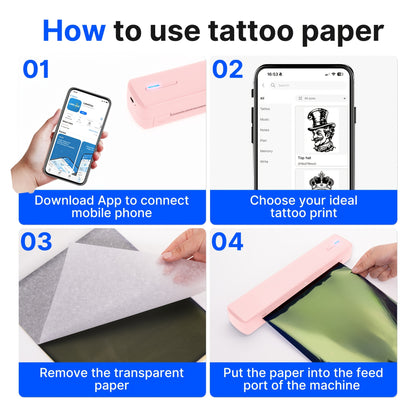 A4 Portable Thermal Printer - Wireless And USB Printing, Compatible with Phones, Tablets And Laptops, Tattoo Drafts Universal, Compact Design for Home, School, Office And Travel - Ideal for DIY And Creative Projects!(include 20sheets Thermal Paper)