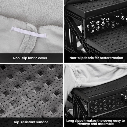Anti-Slip Dog Steps with Removable Washable Cover for Smaller Elder Pets Sturdy Steps for Dogs