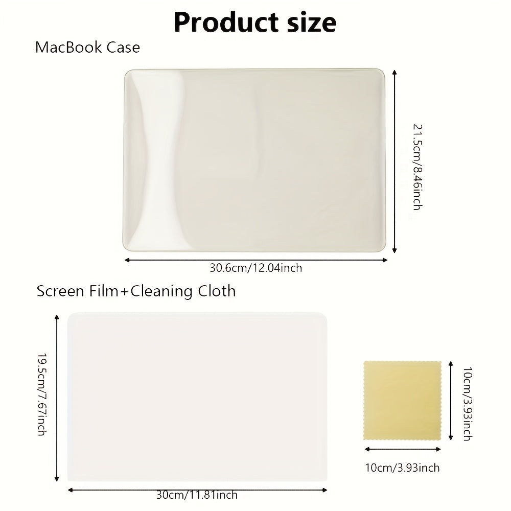 3pcs Grey Laptop Protective Case Set for 33.78cm Air A1932/A2179/A2337 - Includes Durable Case, Screen Protector & Cleaning Cloth, Precision Cutouts