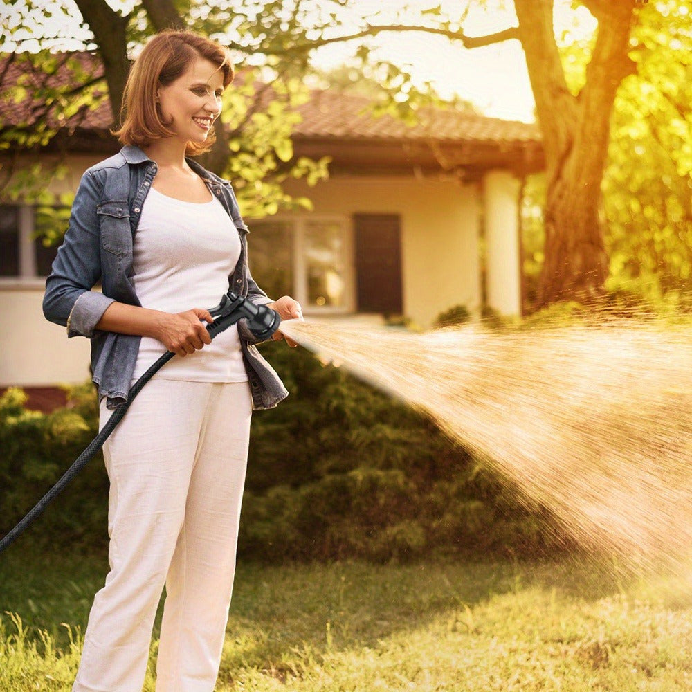 100FT Heavy Duty Flexible Expandable Garden Water Hose Pipe & Rugged Spray Gun Black