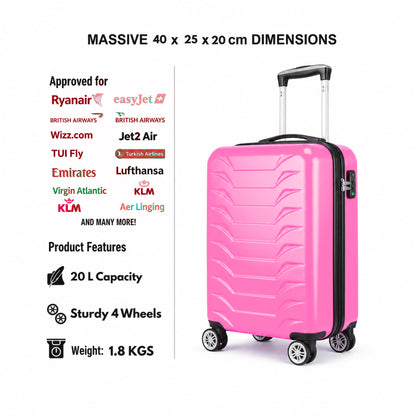 Direct Luggage Underseat Cabin Case 40 x 25 x 20 cm RyanAir Approved Size with Combination Lock and Detachable 360° Wheels T-HC-US-1627
