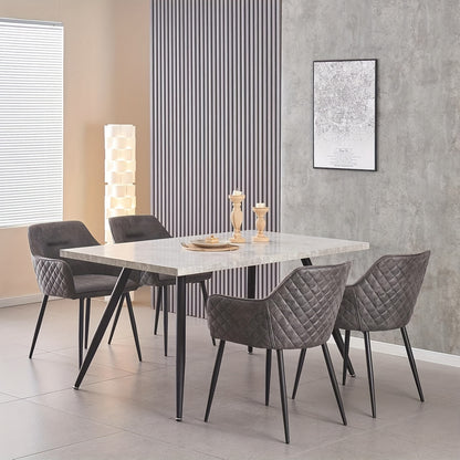 Modern Nordic Faux Suede Dining Chairs - Diamond Tufted Design with Sturdy Metal Legs, Comfortable Seating for Living Room, Study Or Office - Durable & Stylish Home Essential