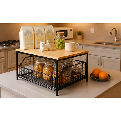 Two-Tier Metal Kitchen Countertop Organiser with Drawers - product view 9