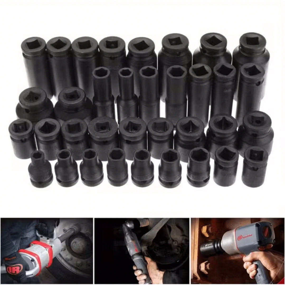 Heavy Duty 40pcs Car Truck Deep Impact 8-32mm 1/2 Inch Black Finish Heavy Duty Socket Set For Auto Repair Cool Gadgets