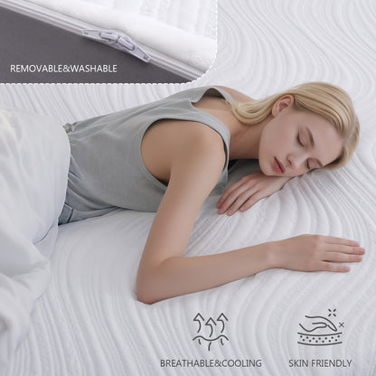 Memory Foam Mattress Topper with Cover, 7cm Thin, Comfort for Single & Small Double & Double & King Size Beds