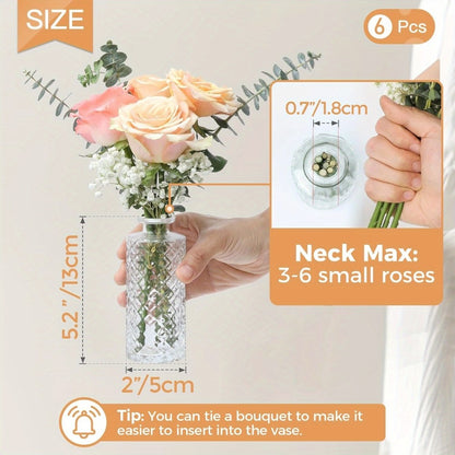 A set of 12 glass bud vases, small retro glass vases, minimalist retro dining table center decorations, home decor, wedding parties, restaurants, floral arrangements, tea lights, candle holders, desktop decorations