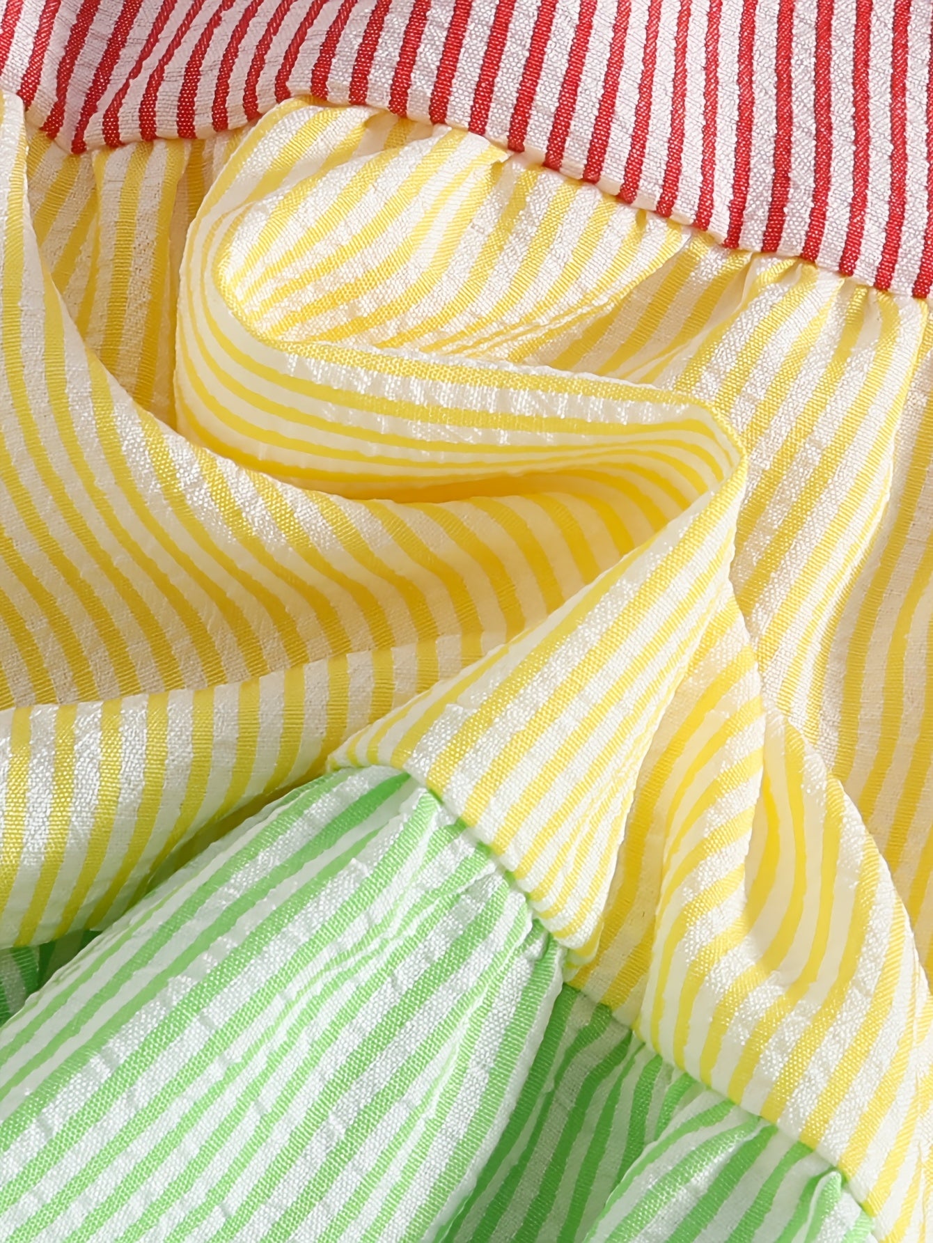 New Summer Style Girls' Colorblock Striped Dress, Cute Flutter Sleeve Dress, Summer Casual Dress, Summer Children's Clothing, Casual Daily Wear, Sweet and Adorable Girls' Dress, Girls' Clothes, Easter
