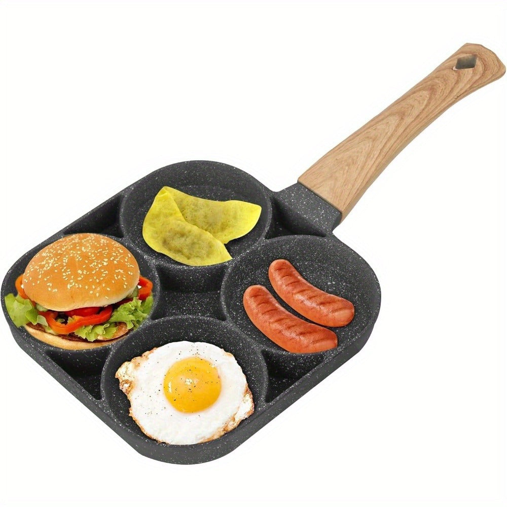 4-in-1 Cast Iron Egg Cooker, Non-Stick Single Handle Frying Pan, Dishwasher Safe, Compatible with Electric Coil Stoves, Versatile Kitchen Gadget for Pancakes, Eggs, and More
