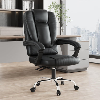 GartistGo Executive Ergonomic Office Desk Chair, PU Leather Inflatable Backrest Computer Recliner, Heavy Duty Office Chairs with Tilt Function, High Back Swivel Chair-Black Chairs