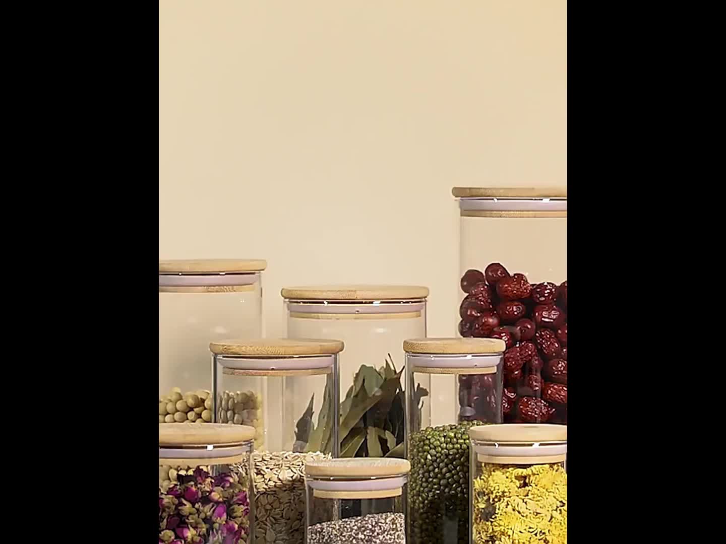 Glass Food Storage Jars With Lids Set Of 10 Glass Airtight Kitchen Food Canisters Cylinder Clear Preserving Seal Containers With Lid For Canning Cereal, Pasta, Spices Valentine's Day Gifts