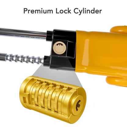 Steering Wheel Lock Heavy Duty Double Lever, Adjustable 48–63cm Universal Anti-Theft Car Lock with 2 Keys for Cars, SUVs, Trucks & Vans – Alloy Steel Vehicle Security Lock Yellow