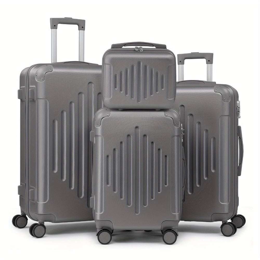 4 Piece Hard Shell Suitcase Set 12 20 24 28 Inch Lightweight Luggage with 360 Spinner Wheels Corner Guards Travel Cases