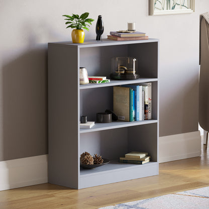 3-Tier Bokcase, Wooden 3 Tier Low Bookcase Wooden Shelving Display Storage Unit Home Office Living Room Bedroom Furniture