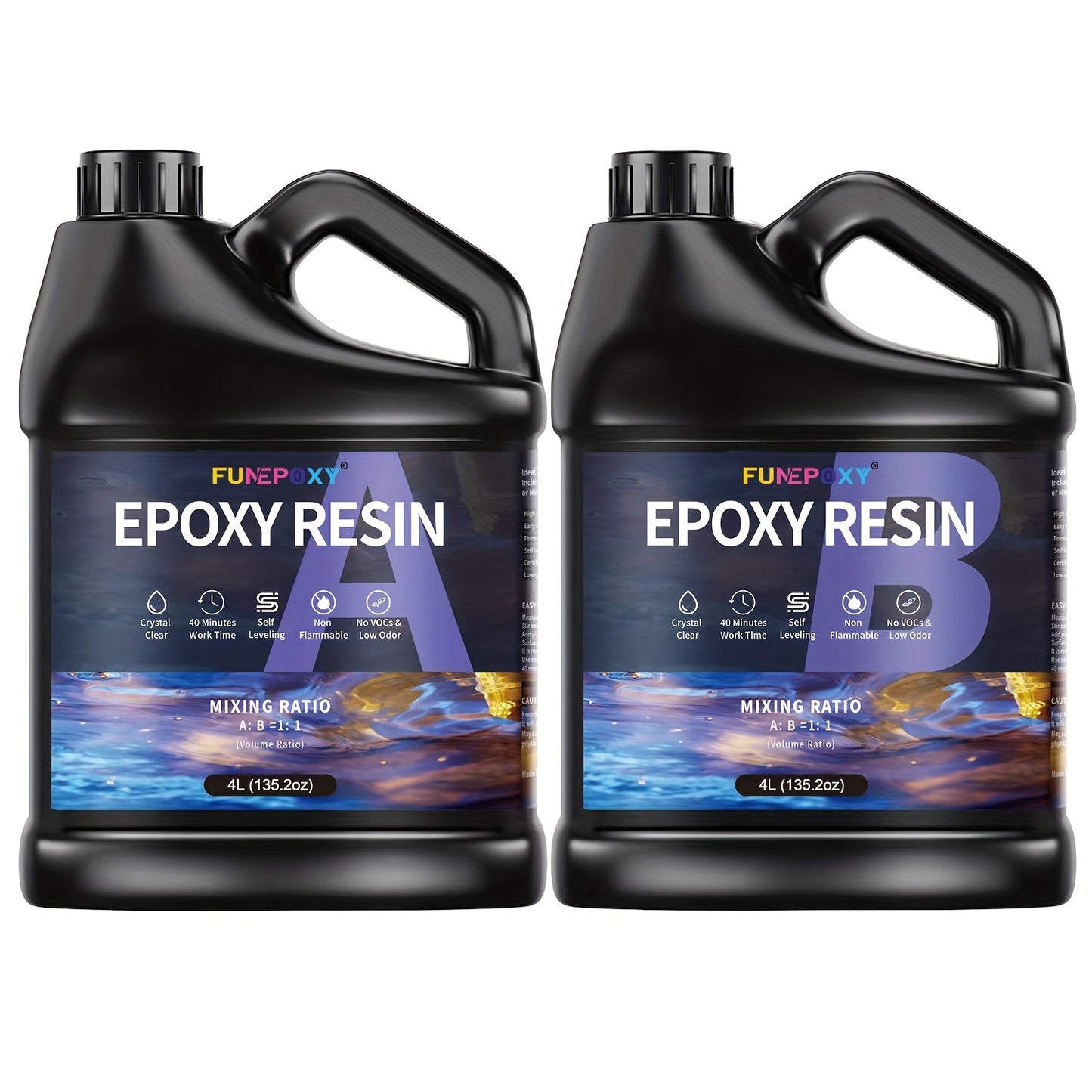 Epoxy Resin Crystal Clear: Epoxy Resin Kit Fast Curing Heat Resistant for Casting Coating Art Craft Jewelry Wood Table Top Flower Preservation - 2 Part