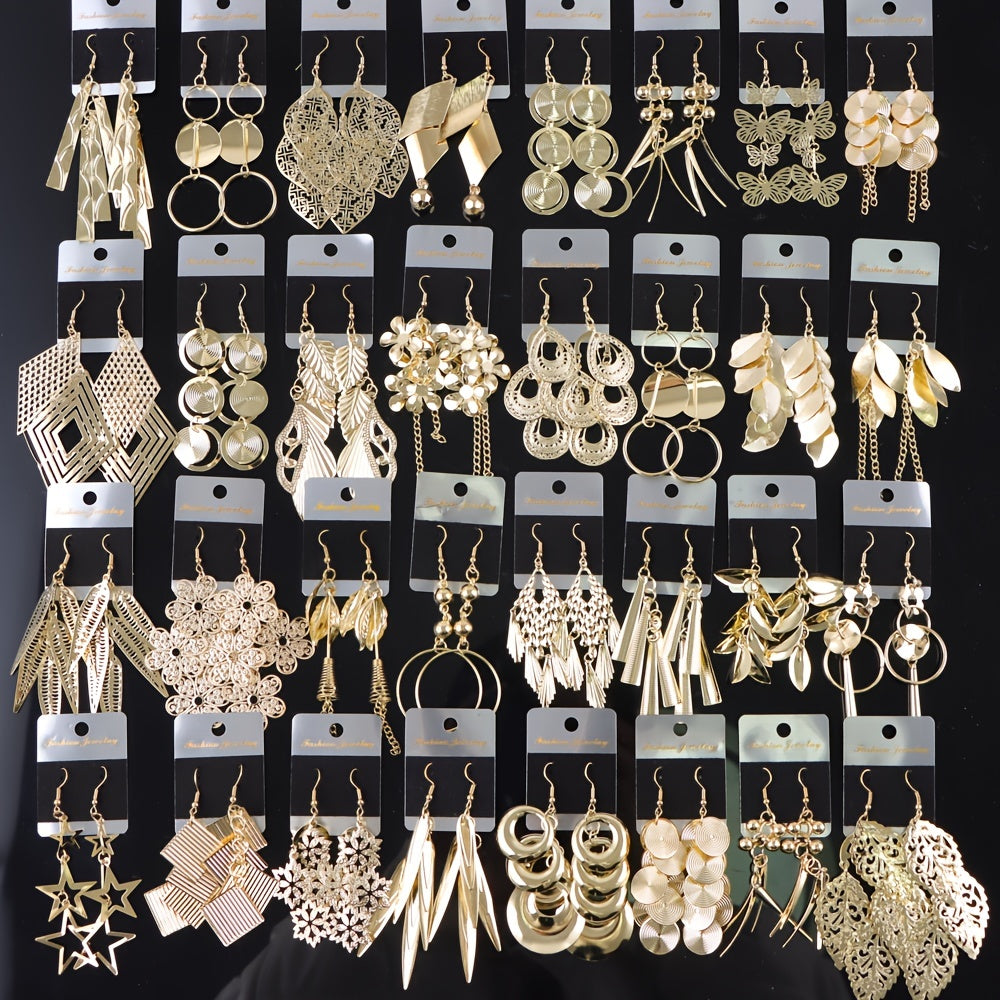 10Pairs/Lot Fashion Korean Lady Long Tassel Hook Earrings, European American Style Earrings Hollow Butterfly Leaf Earrings, Versatile Daily Party Gifts Random Style, Without Box