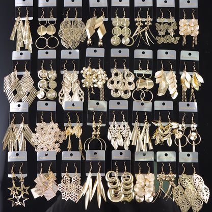 10Pairs/Lot Fashion Korean Lady Long Tassel Hook Earrings, European American Style Earrings Hollow Butterfly Leaf Earrings, Versatile Daily Party Gifts Random Style, Without Box