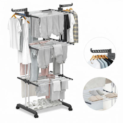 4 Tier Extra Large Clothes Airer Indoor Foldable Outdoor Laundry Dryer Rack Line Hangable Hanger Racks